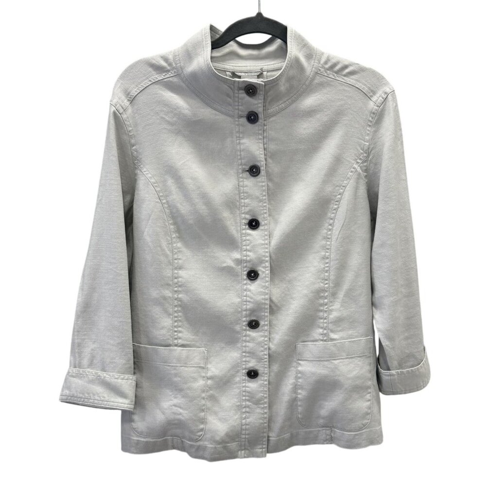 Bella Colori Light Gray Linen Blend  Jacket Lace-Up Back Detail - Womens Small